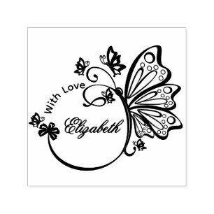 Sello Automático Hermoso marco de mariposa “Con amor” nombre de 8-9