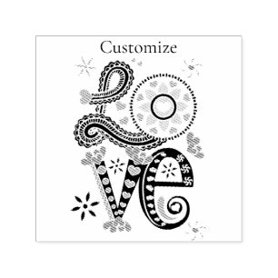 Sello Automático Hippie Groovy Love Rótulo Thunder_Cove