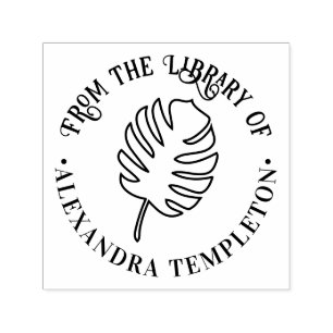 Sello Automático Hoja de Monstera B de la Biblioteca del Nombre del