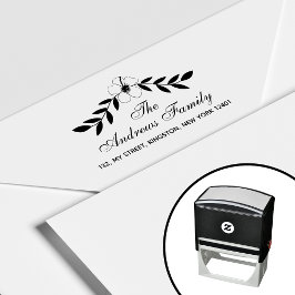 Sello Automático Hoja de nombre de familia floral elegante