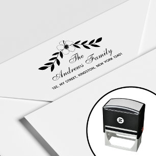 Sello Automático Hoja de nombre de familia floral elegante