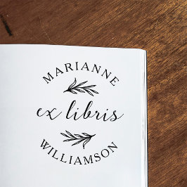 Sello Automático Hojas botánicas Nombre redondo Ex Libris