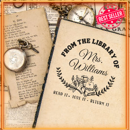 Sello Automático Hojas Elegantes Personalizadas De La Biblioteca De