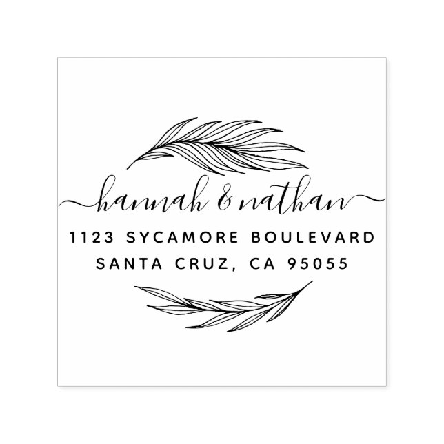 Sello Automático Hojas simples y elegantes | Dirección de devolució (Diseño)