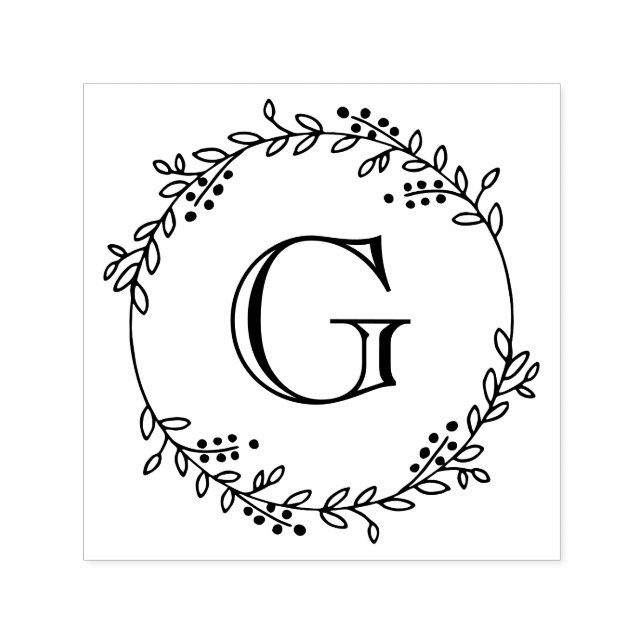 Sello Automático Hojas y bayas redondeadas de marco de corona roja  (Diseño)