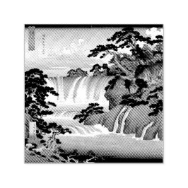 Sello Automático Hokusai Ukiyo-e Paisaje de cascada japonés Azul