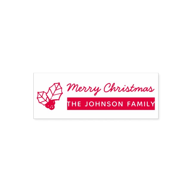 Sello Automático Holly Berry Merry navidad navideña dirección de fe (Diseño)