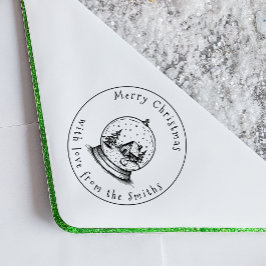 Sello Automático Hombre de nieve con familia navideña en Globe