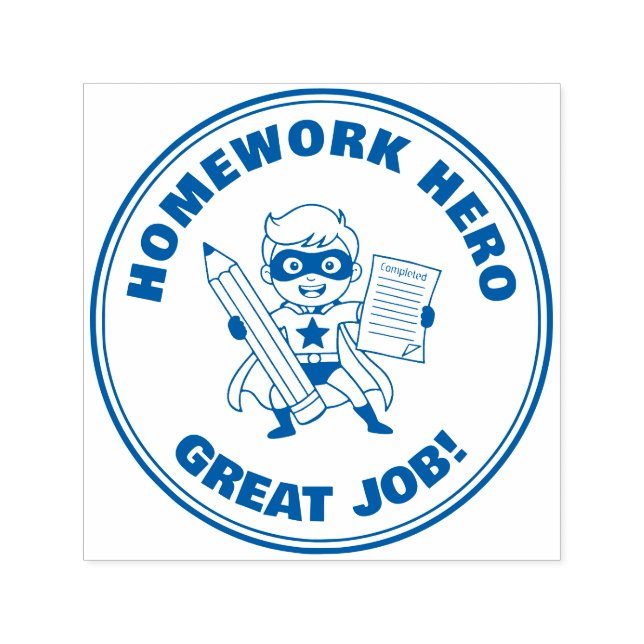 Sello Automático Homework Hero Teacher Reward Motivational (Diseño)