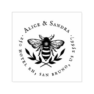 Sello Automático Honey Bee Nombre de familia vintage y Sta de aut