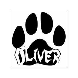 Sello Automático Huella de Perro Moderna y Nombre Personalizado Fir