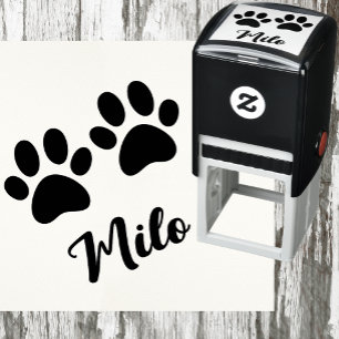 Sello Automático Huellas de patas con nombre personalizado