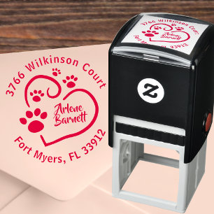 Sello Automático Huellas de patas en tu corazón Etiqueta redonda de