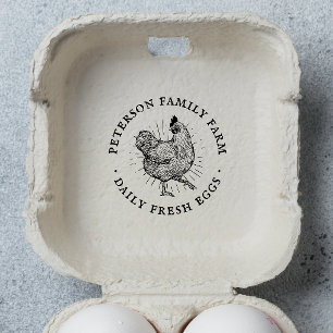 Sello Automático Huevo de gallina personalizado rústico dibujado a 