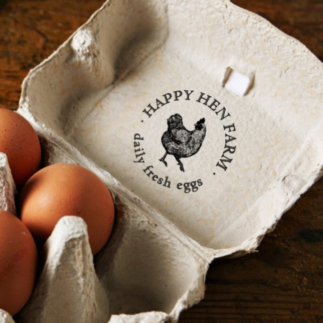 Sello Automático Huevo de granja de negocio familiar de gallina dib (Rubber Stamp Mock-up)