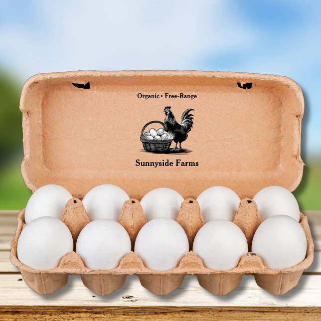 Sello Automático Huevos Frescos De Granja Gallina Con Canasta Rústi (Subido por el creador)