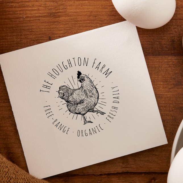 Sello Automático Huevos frescos de la granja familiar orgánica redo (Rubber Stamp Mock-up)