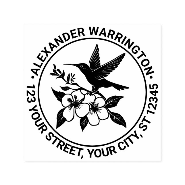 Sello Automático Hummingbird en dirección de devolución de nombre d (Diseño)