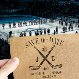 Sello Automático Ice Hockey Fan Family or Wedding Save the Date