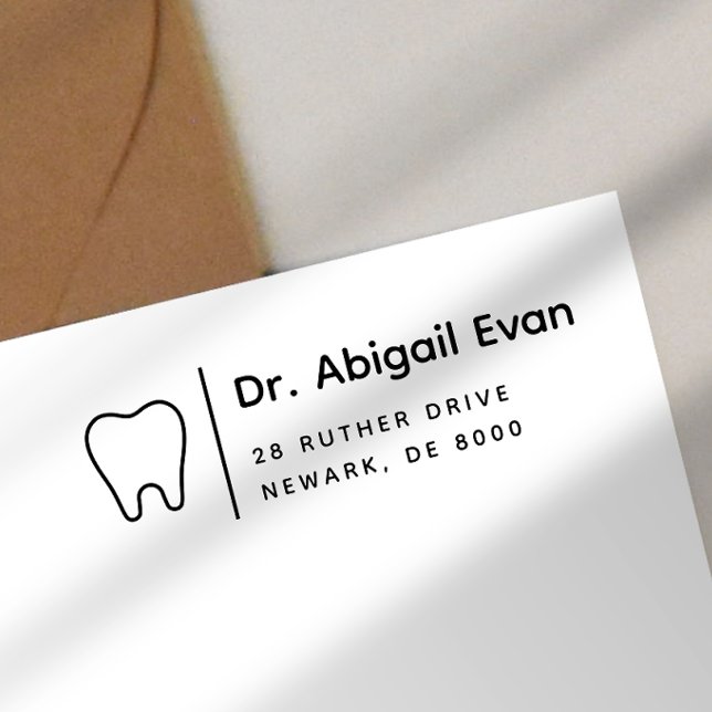 Sello Automático Ícono dental moderno Dentista profesional (Modern Tooth Icon Professional Dentist Self-inking Stamp)