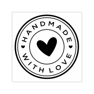 Sello Automático Icono Redondo Hecho a Mano Con Amor