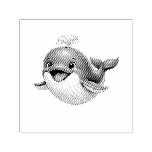 Sello Automático Ilustración de ballena linda con ojos grandes Anim