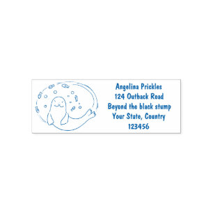 Sello Automático Ilustracion de foca feliz y personalizado azul de