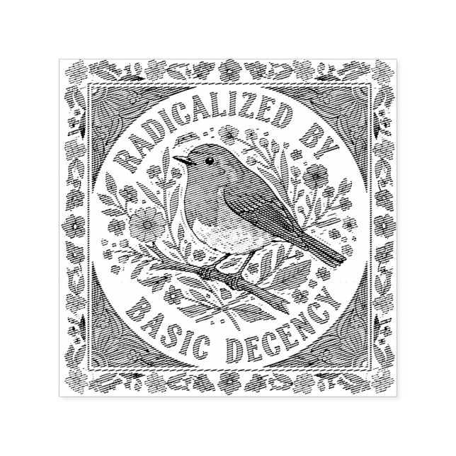 Sello Automático Ilustración de pájaro radicalizado por la decencia (Diseño)