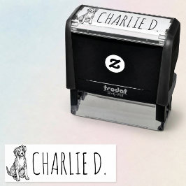 Sello Automático Ilustración de perro lindo con nombre personalizad