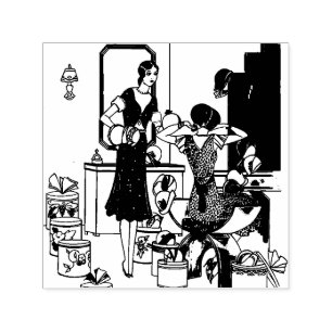 Sello Automático Ilustración de sombrerería Art Déco vintage de los