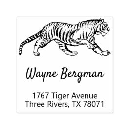 Sello Automático Ilustración de Tigre Vintage Dirección de Devoluci
