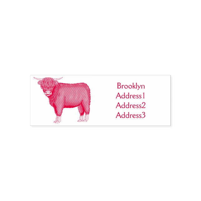 Sello Automático Ilustracion personalizado de vaca de Highland (Diseño)