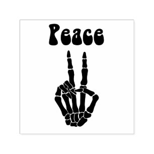 Sello Automático Imagen Solo Mano Esqueleto de Paz Hippie Retro