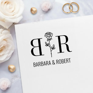 Sello Automático Iniciales de Monograma Personalizado de Bodas de R