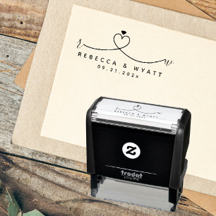 Sello Automático Iniciales de Pareja Corazón Monograma Elegante Bod