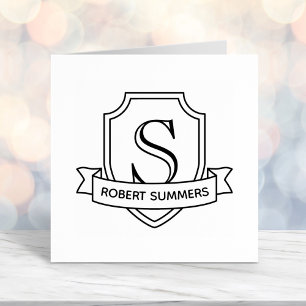 Sello Automático Inicio del monograma Escudo y cinta de opciones