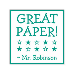 Sello Automático Inspirador "¡GRAN PAPEL!" + Personalizado Nombre d
