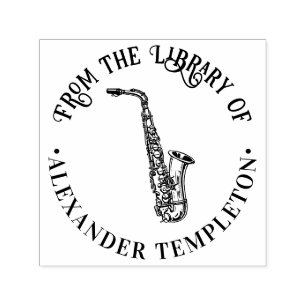 Sello Automático Instrumento Musical Saxofón Nombre del Libro de la