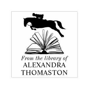 Sello Automático Jinete de caballos Saltando Sobre El Nombre De La