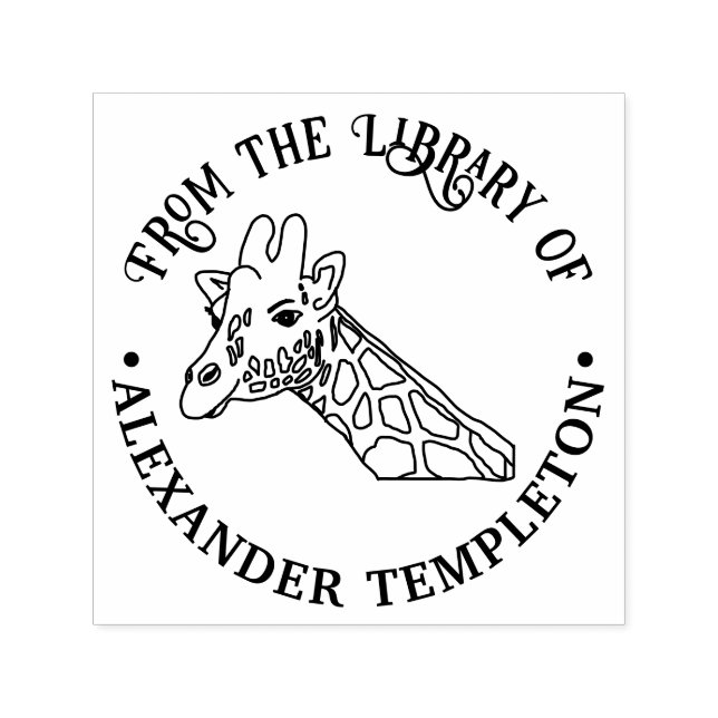Sello Automático Jirafa Manchada Cabeza #2 Nombre del Libro de la B (Diseño)