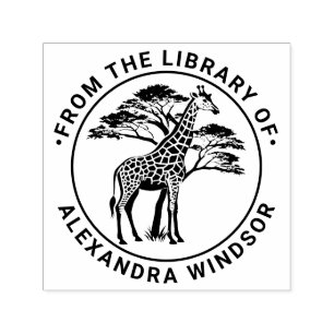 Sello Automático Jirafa Manchada junto al Árbol #2 Nombre del Libro