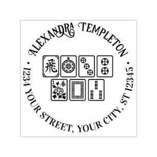 Sello Automático Juego de fichas de Mahjong #1 Nombre Dirección de 