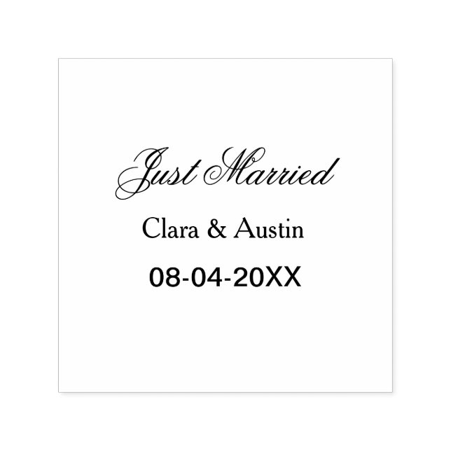 Sello Automático Just Married add couple name date year wedding sim (Diseño)