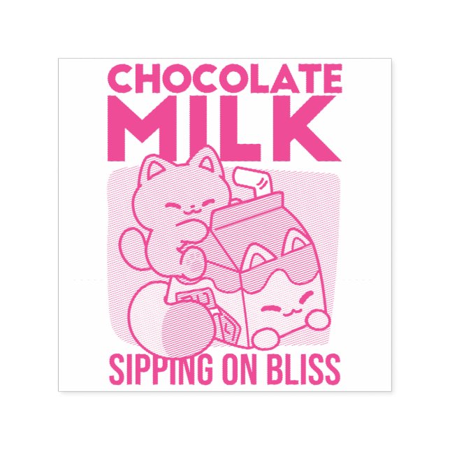Sello Automático Kawaii Chocolate Milk Cat – Cozy Drink & Cuteness  (Diseño)