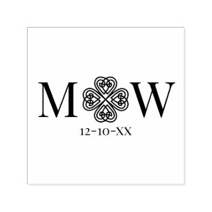Sello Automático Knot Celtic Shamrock Pareja 2 Int Monograma Fecha