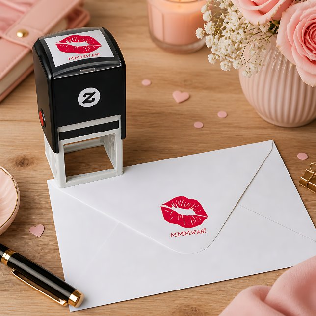 Sello Automático Labios Rojos Texto Personalizado (Subido por el creador)