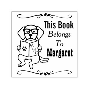 Sello Automático Labrador Puppy, Pertenece a, Biblioteca, Etiqueta 