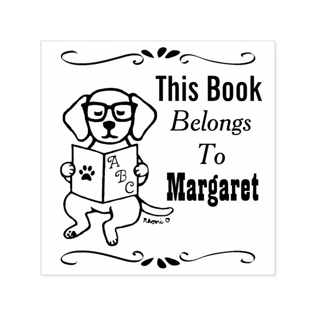 Sello Automático Labrador Puppy, Pertenece a, Biblioteca, Etiqueta  (Diseño)