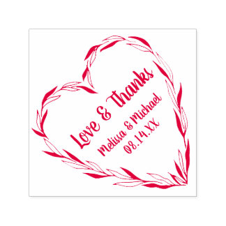 Sello Automático Laurel Leaf Heart Wreath | Boda Gracias