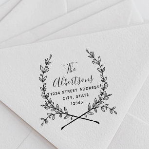 Sello Automático Laurel Wreath Calligraphy Name Return Address